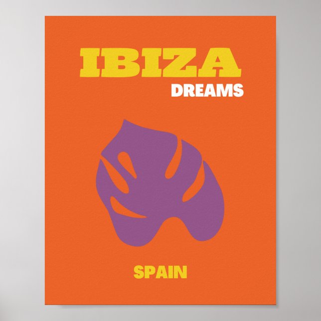 Affiche Ibiza, Espagne, Art Voyage, Art Rétro, Orange (Devant)