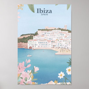 Affiche Ibiza Espagne Gouache Illustration Voyage