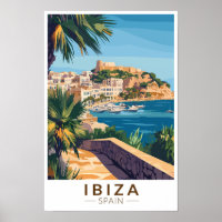 Ibiza Espagne Illustration Art de Voyage Vintage