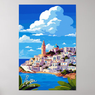 Affiche Ibiza Espagne Illustration de voyage artisanale