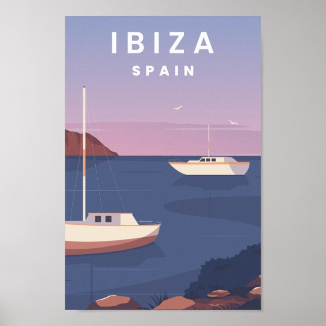 Affiche Ibiza Espagne Illustration d'un lieu de voyage cél (Devant)