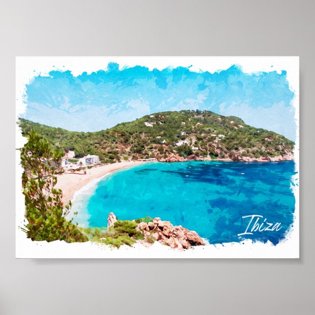 Affiche Ibiza Espagne Plage Paysage Voyage (Devant)