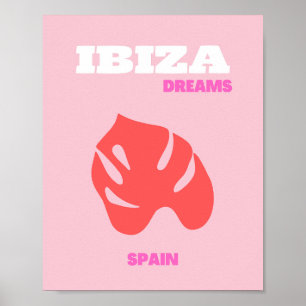 Affiche Ibiza, Espagne, Preppy, Salle Preppy, Rose