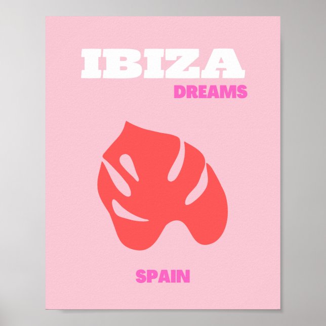 Affiche Ibiza, Espagne, Preppy, Salle Preppy, Rose (Devant)
