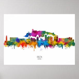 Affiche Ibiza Espagne Toits
