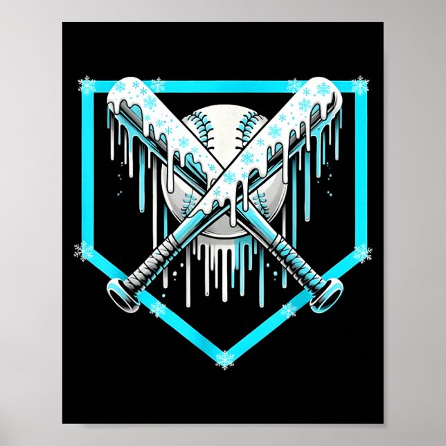 Affiche Ice Cream Baseball Drip Home Plate Bats Cool For B (Devant)