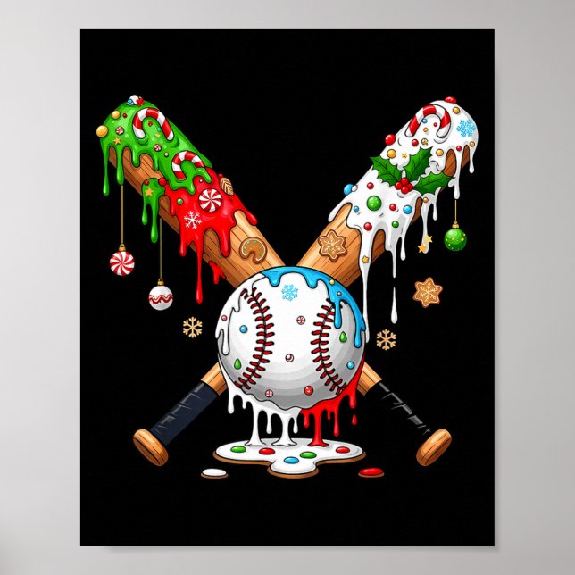 Affiche Ice Cream Drip Baseball Christmas Xmas Pajama Kids (Devant)