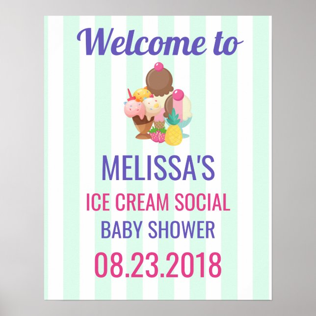 Affiche Ice Cream Social Baby shower Event (Devant)