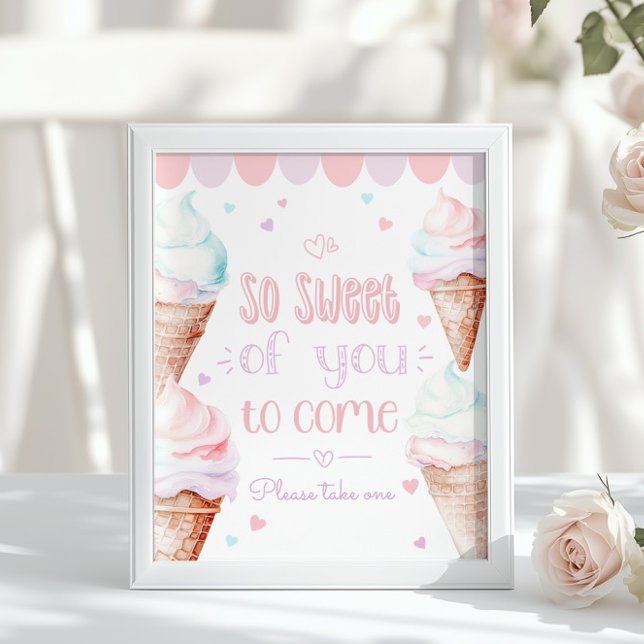 Affiche Ice cream Sweet of you to come birthday pastel (Créateur téléchargé)