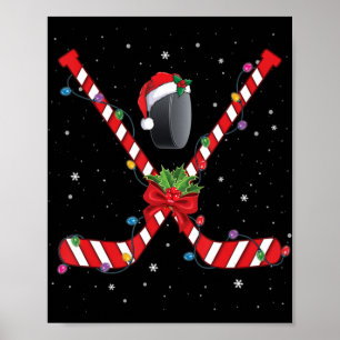 Affiche Ice Hockey Christmas Candy Cane Hockey 