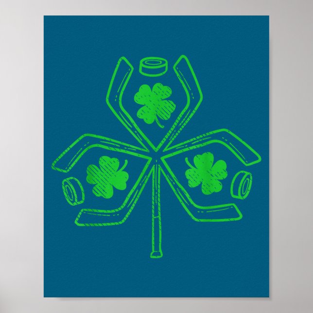 Affiche Ice Hockey Shamrock Clover St Patricks Day Player  (Devant)