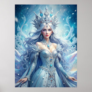Affiche Ice Queen Fantasy – Winter Goddess Portrait Art
