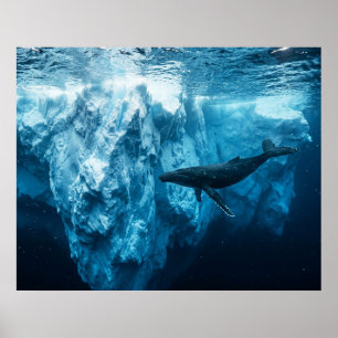 Affiche Iceberg sous-marin et une baleine à bosse