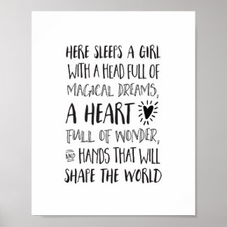 Affiche Ici coule une fille avec une tête pleine de rêves