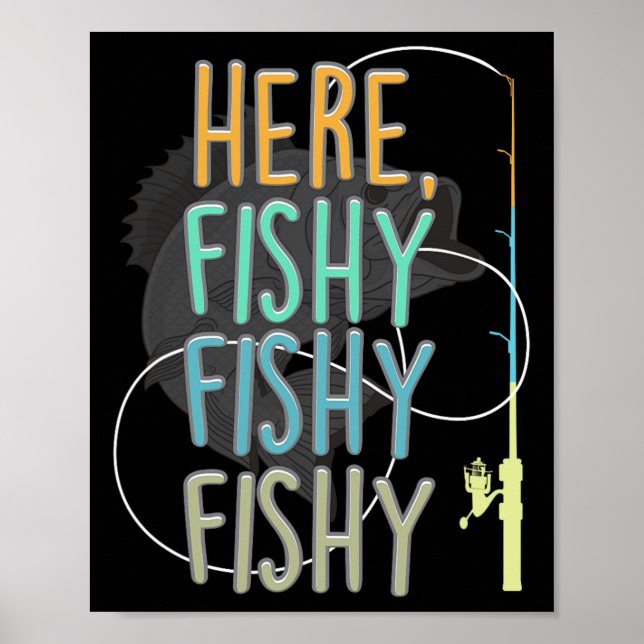 Affiche Ici Pêcheur Poissonneux Canne à Pêche Poisson Pêch (Devant)