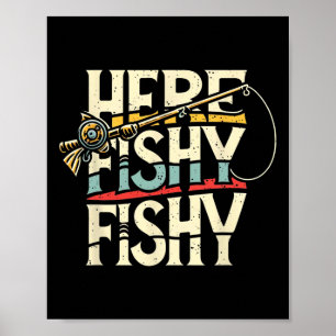 Affiche Ici Poisson Drôle Poisson Pêche 