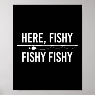 Affiche Ici Poisson Poisson Drôle Pêche Papa Pêcheur