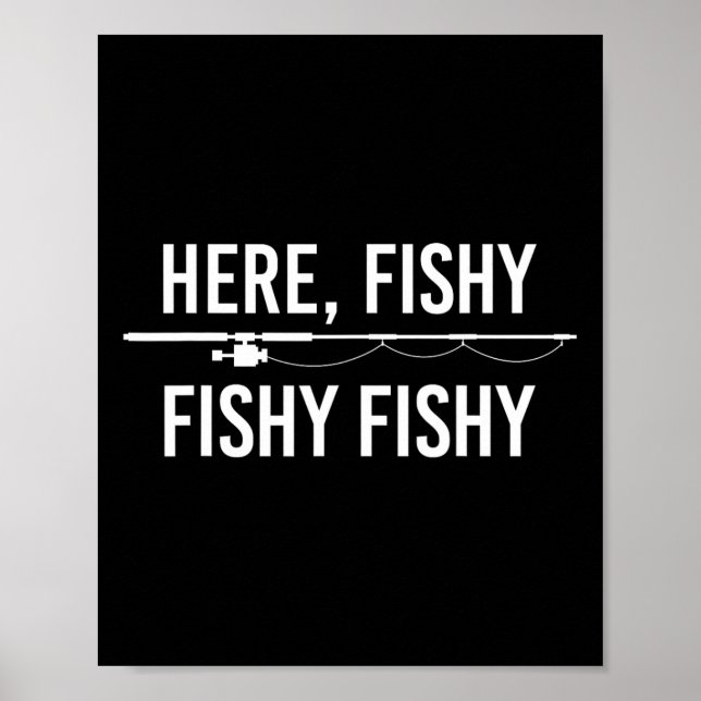 Affiche Ici Poisson Poisson Drôle Pêche Papa Pêcheur (Devant)