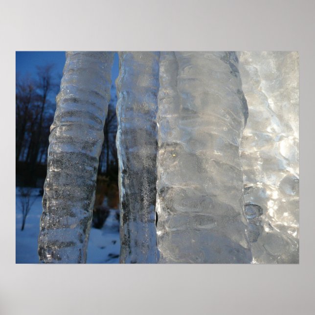 Affiche Icicles Abstrait Blue Winter Photographie (Devant)