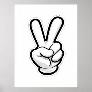 Affiche Icône Classique du Symbole de la Main de la Paix