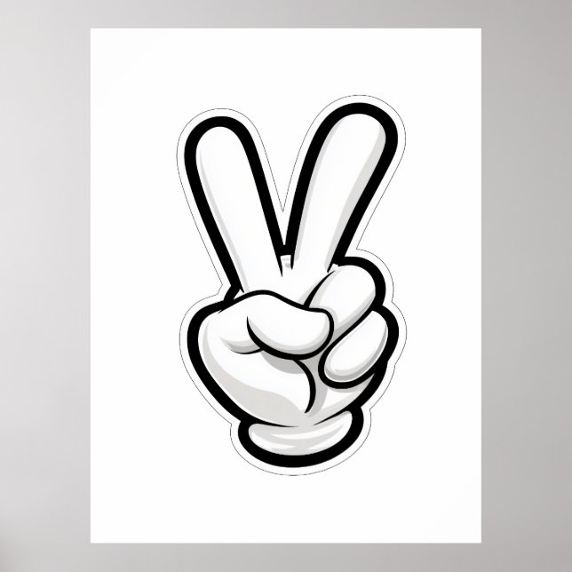 Affiche Icône Classique du Symbole de la Main de la Paix (Devant)