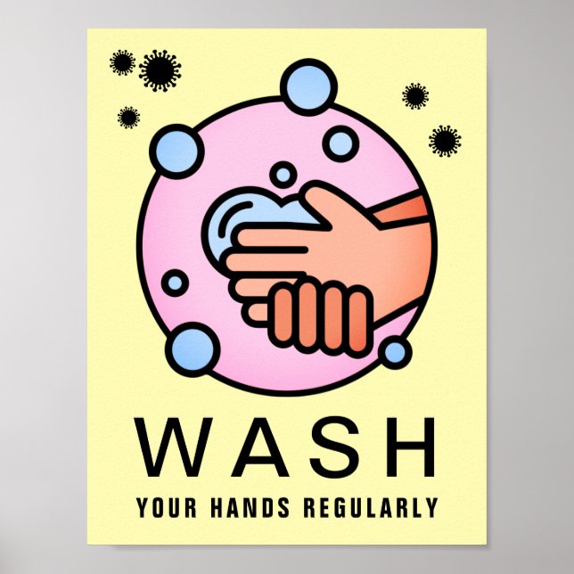 Affiche Icône de lavage des mains contre le virus (Devant)