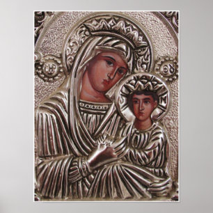 Affiche Icône de mère et d'enfant, Madonna et Jésus en