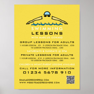 Affiche Icône de natation rapide, Annonce de leçons de nat