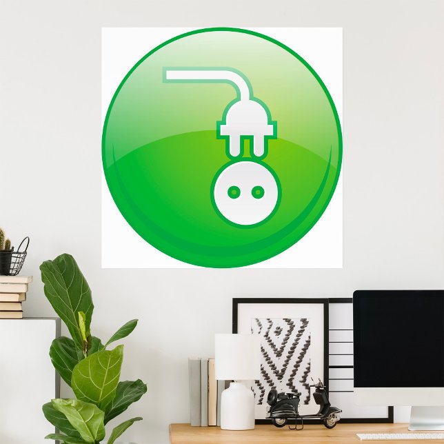 Affiche Icône de prise électrique verte (Créateur téléchargé)