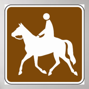 Affiche Icône de silhouette de cheval de randonnée équestr