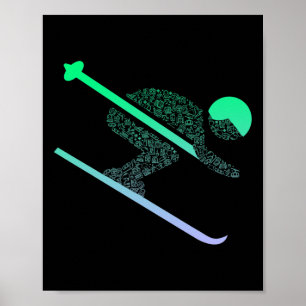 Affiche Icône de ski pour skieuses filles de ski 