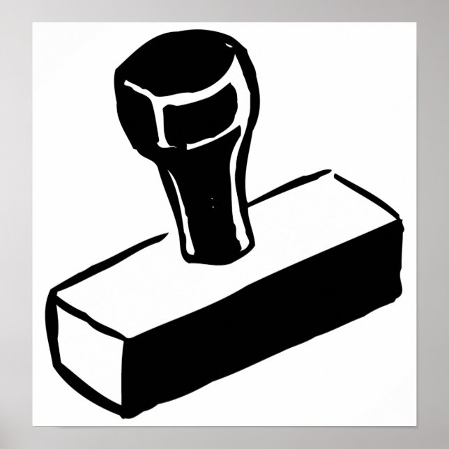 Affiche Icône de tampon en caoutchouc Outil de bureau noir (Devant)