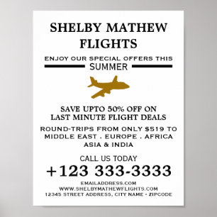 Affiche Icône Gold Plane, Publicité des compagnies aérienn