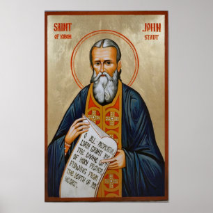 Affiche Icône imprimée de saint Jean de Cronstadt orthodox