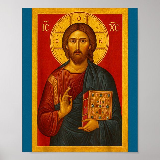 Affiche Icône orthodoxe de Jésus-Christ Pantocrator  (Devant)