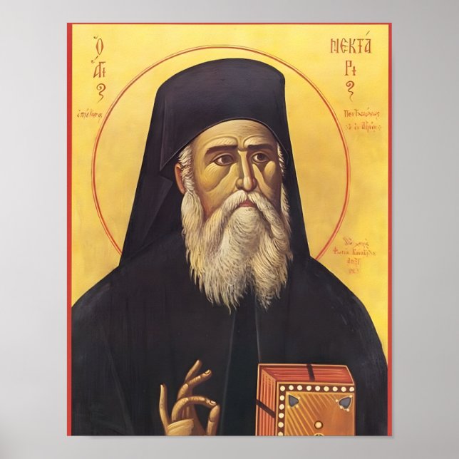 Affiche Icône orthodoxe de Saint Nectarios d'Égine (Devant)