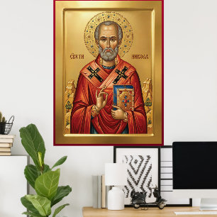 Affiche icône orthodoxe de saint Nicolas