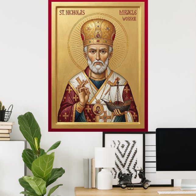 Affiche icône orthodoxe de saint Nicolas (Bureau à domicile)