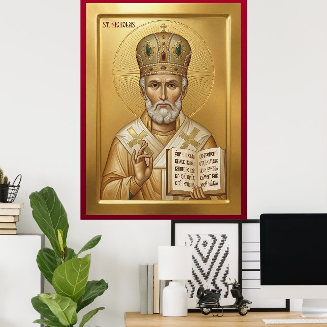 Affiche icône orthodoxe de saint Nicolas (Bureau à domicile)