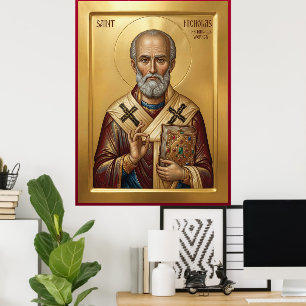 Affiche icône orthodoxe de saint Nicolas