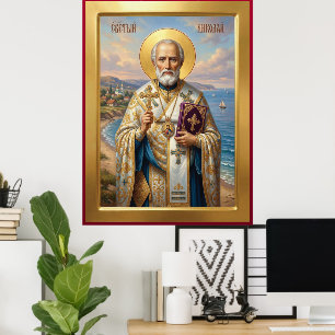 Affiche icône orthodoxe de saint Nicolas
