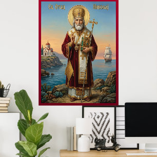 Affiche icône orthodoxe de saint Nicolas