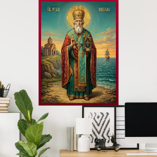 Affiche icône orthodoxe de saint Nicolas