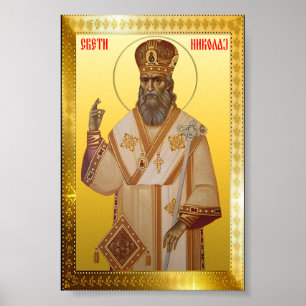Affiche icône orthodoxe de Saint Nicolas serbe