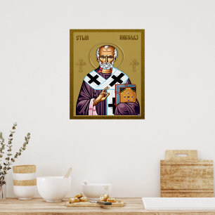 Affiche icône orthodoxe de saint Nicolas, serbe 01