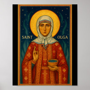 Affiche Icône orthodoxe de sainte Olga d'Alaska 