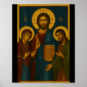 Affiche Icône orthodoxe du Christ, de la Theotokos et de J