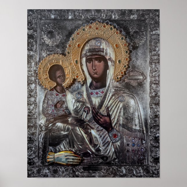 Affiche Icône religieuse de la Vierge Marie à trois mains (Devant)