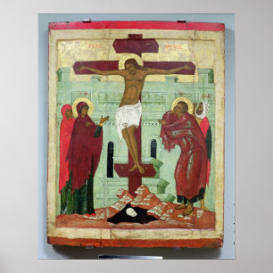 Affiche Icône représentant la Crucifixion avec la Vierge