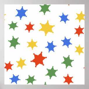 Affiche Icône shérif Hexagram de couleur isolé patte trans